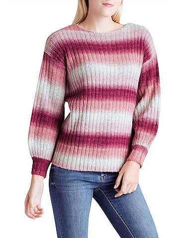Kensie Long Sleeve Sweater in Pink (view 2)