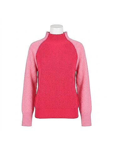Lumiere Color Block High Neck Sweater in Red/Pink (view 1)