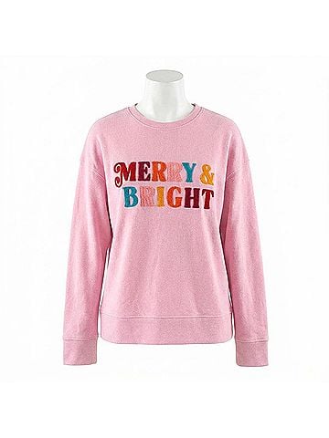 Shiraleah Women's Merry Bright Sweatshirt in Pink (view 1)