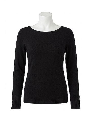 Tribal Boat Neck Sweater in Black (view 1)