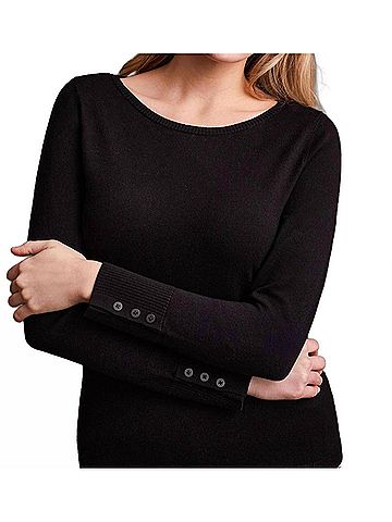 Tribal Boat Neck Sweater in Black (view 2)