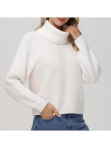 525 America Mckenzie Mixed Media Removeable Collar Sweater in Sea Salt (view 2)