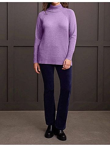 Tribal Raglan Cowl Neck Sweater in Orchid (view 2)