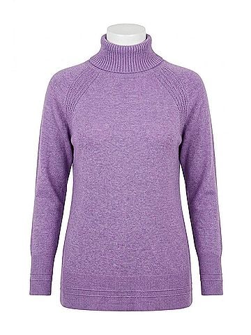 Tribal Raglan Cowl Neck Sweater in Orchid (view 1)