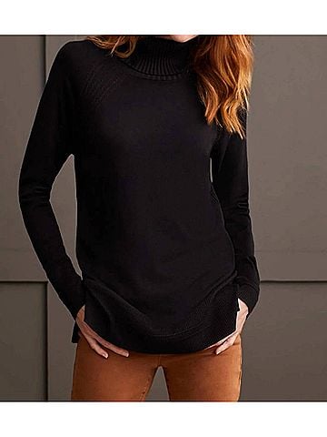 Tribal Cowl Neck Sweater in Black (view 2)