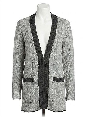 Label + Thread Women's Boucle Snap Cardigan in Grey/Charcoal (view 1)