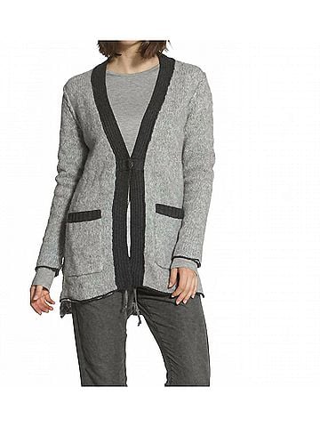 Label + Thread Women's Boucle Snap Cardigan in Grey/Charcoal (view 2)