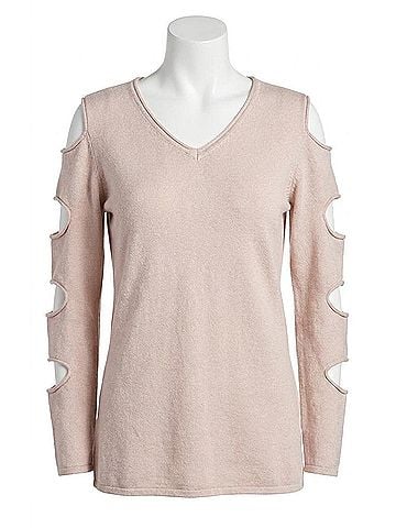 Love Token Gabby Ladder Sleeve Sweater in Beige (view 1)