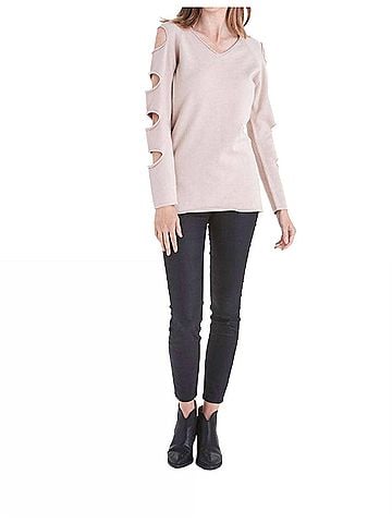 Love Token Gabby Ladder Sleeve Sweater in Beige (view 2)