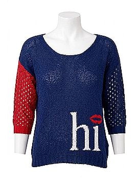 French Kyss Crochet Hi-Bye Crew in Blue (view 1)