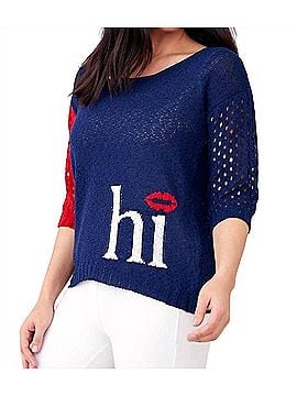 French Kyss Crochet Hi-Bye Crew in Blue (view 2)