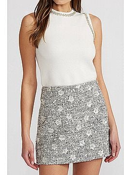 Lucy Paris Rosalyn Sequin Tweed Mini Skirt in Grey (view 2)