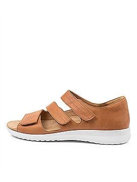 Ziera Women's Bardot Sandals - Extra Wide in Tan/White (view 2)