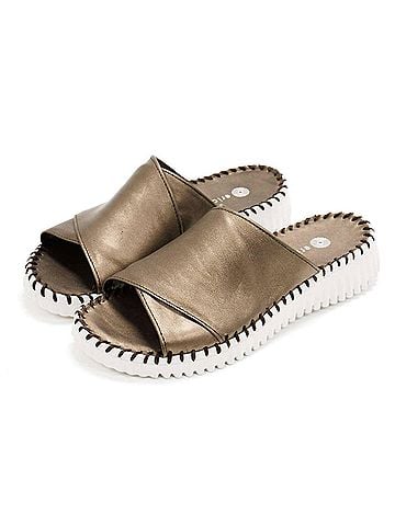 Eric Michael Women's Gloria Slide Sandals in Pewter (view 2)