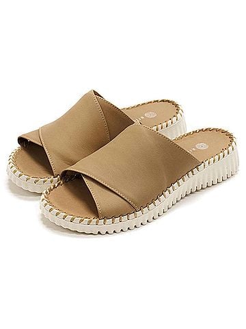 Eric Michael Women's Gloria Slide Sandals in Taupe (view 2)