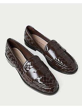 Loeffler Randall Women's Rachel Woven Leather Loafers in Espresso (view 2)
