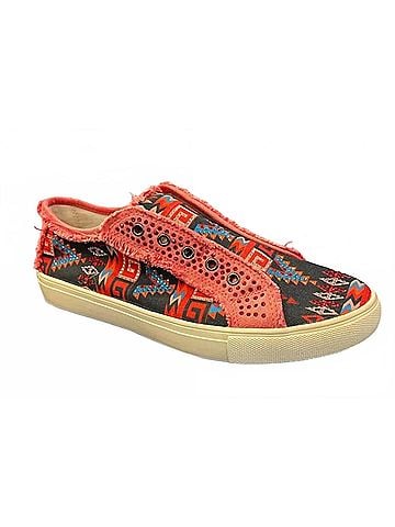 Montana West Women's Aztec Print No-Lace Shoes in Orange (view 1)