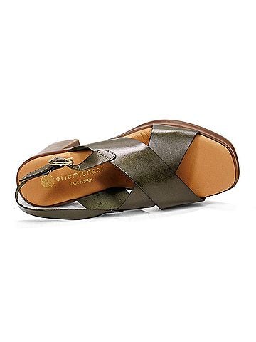 Eric Michael Women's Savannah Heeled Slingback Sandals in Green Lea (view 2)
