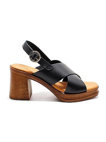 Eric Michael Women's Savannah Heeled Slingback Sandals in Black (view 1)