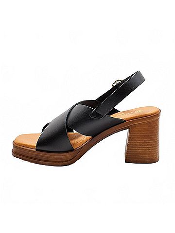 Eric Michael Women's Savannah Heeled Slingback Sandals in Black (view 2)