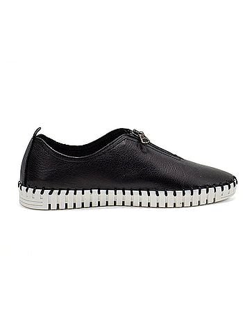 Eric Michael Women's Marlo Slip On Loafer Shoes in Black Lea (view 1)