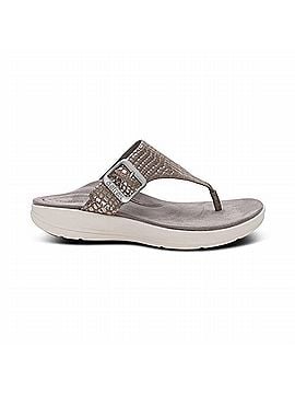 Aetrex Women's Donna T-Strap Slide in Pewter Metallic (view 1)