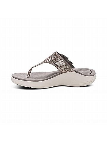 Aetrex Women's Donna T-Strap Slide in Pewter Metallic (view 2)