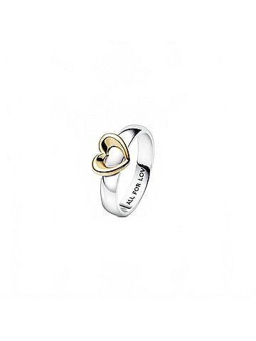 Pandora Women's Radiant Two-Tone Sliding Heart Ring in Silver/Gold Plated (view 1)