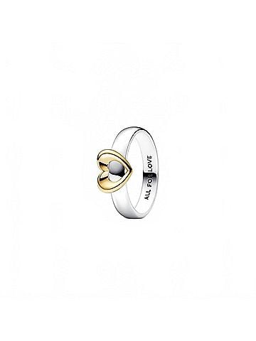 Pandora Women's Radiant Two-Tone Sliding Heart Ring in Silver/Gold Plated (view 2)