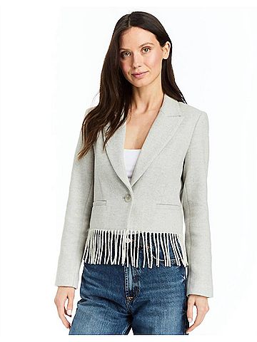 Drew Lilith Fringe Blazer in Pearl (view 2)
