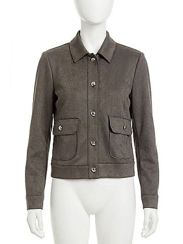 Drew Berlin Stretch Sueded Jacket in Charcoal (view 1)