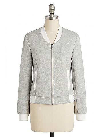 Drew Bari Zip Front Bomber Jacket in Heather Grey (view 1)