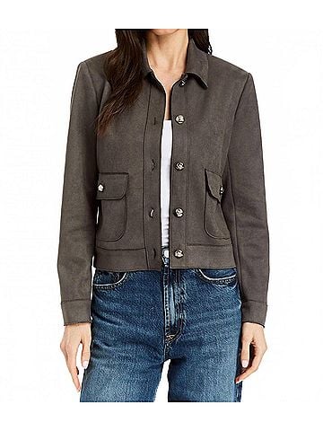 Drew Berlin Stretch Sueded Jacket in Charcoal (view 2)