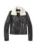 Michael Kors Solid Black Shearling Collar Leather Jacket in Black Size XS - photo 4