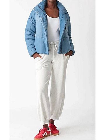 Electric & Rose Puffer Jacket in Vintage Denim (view 2)
