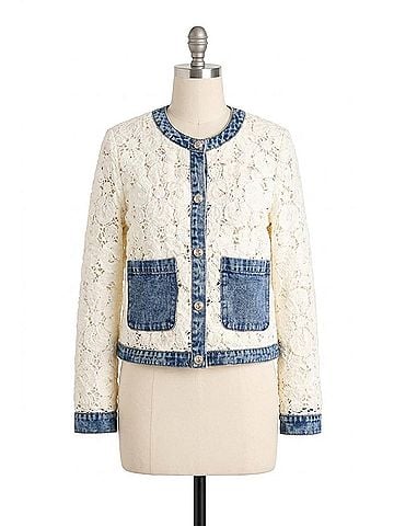 Tribal Maven Mixed Media Crochet Jacket in Eggshell (view 1)
