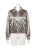 ESQUALO Solid Gray Metallic Bomber Jacket in Silver Size 16 - photo 1