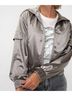 ESQUALO Solid Gray Metallic Bomber Jacket in Silver Size 16 - photo 2