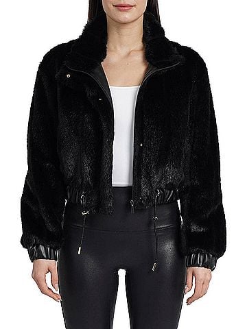 Love Token Jossie Faux Fur Jacket in Black (view 2)