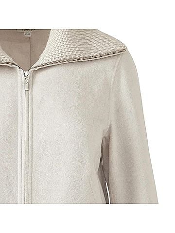 Kinross Women's Knit Trim Zip Mock Coat in Birch (view 2)
