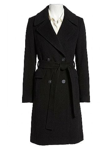 Diane von Furstenberg Wool Wrap Coat in Black (view 1)