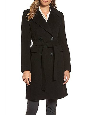 Diane von Furstenberg Wool Wrap Coat in Black (view 2)