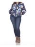 White Mark Floral Blue Floral Bomber Jacket - Plus Size in Navy Size XL - photo 3