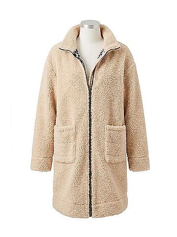 Tribal Light Sherpa Coat in Moonstone (view 1)