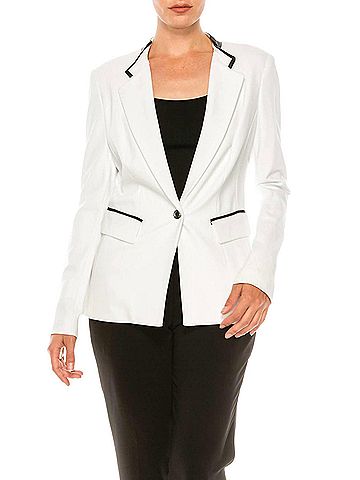 Peter Nygard Long Sleeve Button Front Blazer in White (view 2)