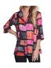 MULTIPLES Pink 3/4 Sleeve Button Front Print Jacket in Fuschia/Black Size M - photo 2