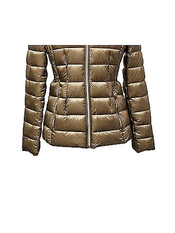 Michael Kors Women's Hooded Packable Coat Jacket in Dark Camel (view 2)
