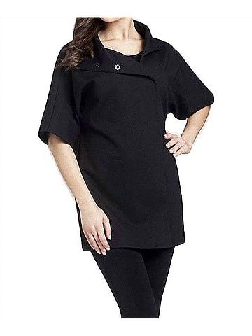 Angel Side Zip Short Sleeve Coat in Black (view 2)
