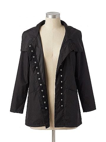 Angel Snap Front Rain Jacket in Black (view 1)