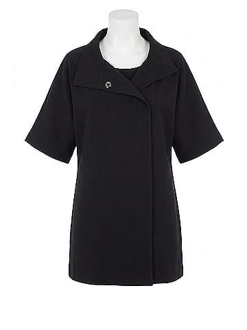 Angel Side Zip Short Sleeve Coat in Black (view 1)